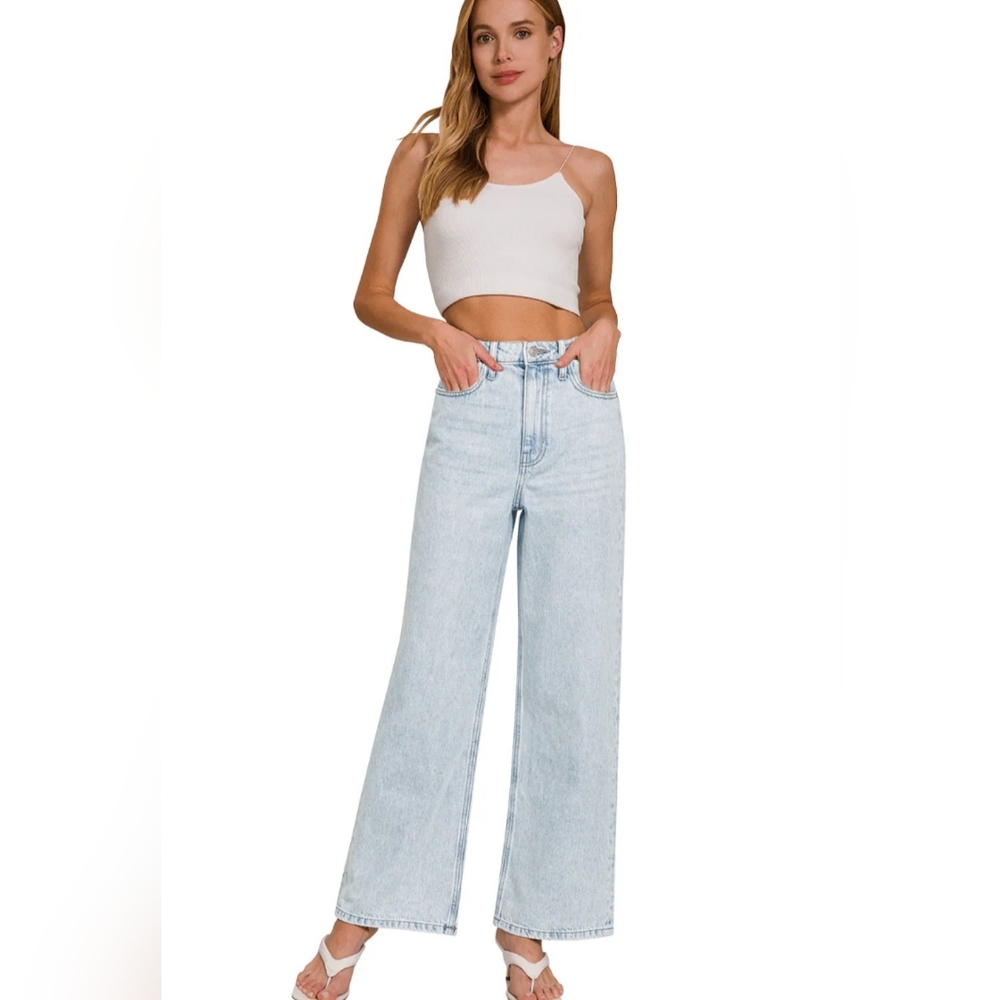 Zenana Light Wash Wide Leg Jeans